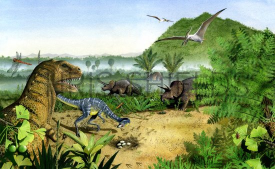 Illustration of Dinosaurs Scene (#0201)