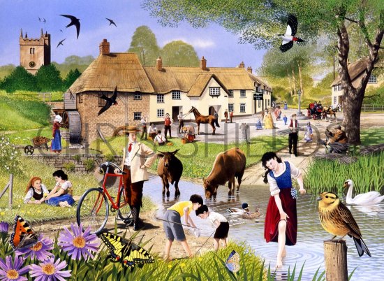 Illustration of Village scene - Summer (#0083)